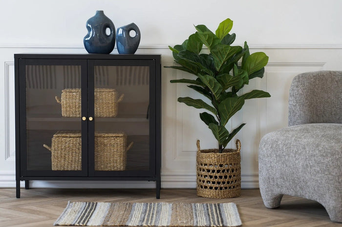 House Nordic Dalby Zwart | Glas Opbergkast 2-Deuren