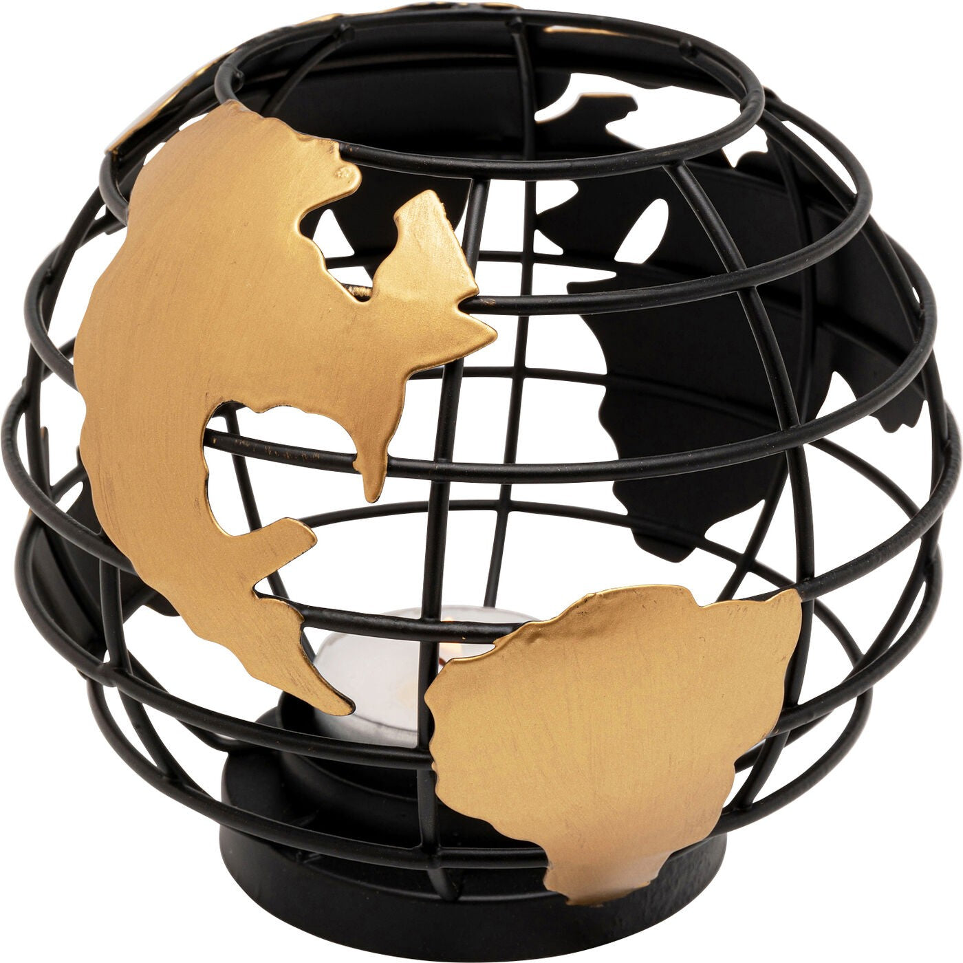 Kare Design Terra theelicht houder - zwart en goud - 13cm