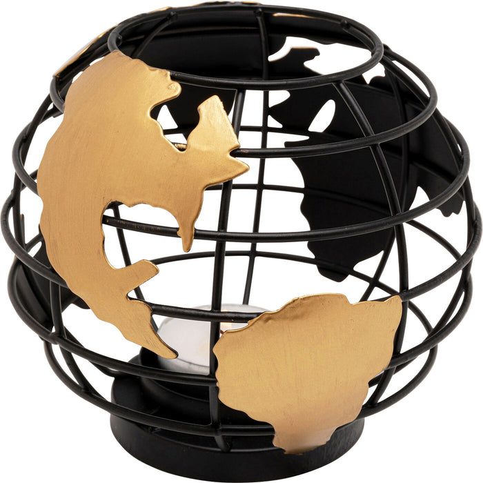 Kare Design Terra theelicht houder - zwart en goud - 13cm