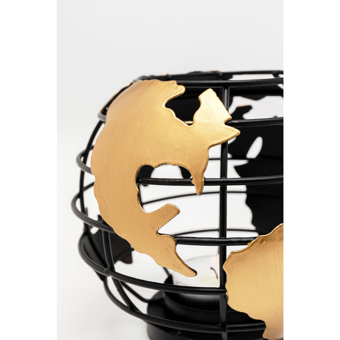 Kare Design Terra theelicht houder - zwart en goud - 13cm