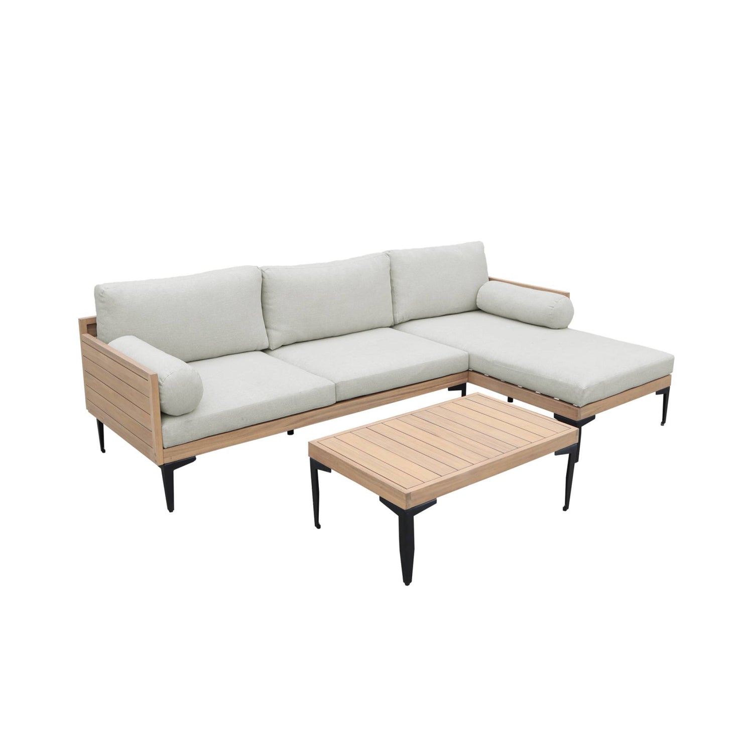 sweeek - Tuinset voor 3 personen van acaciahout en aluminium