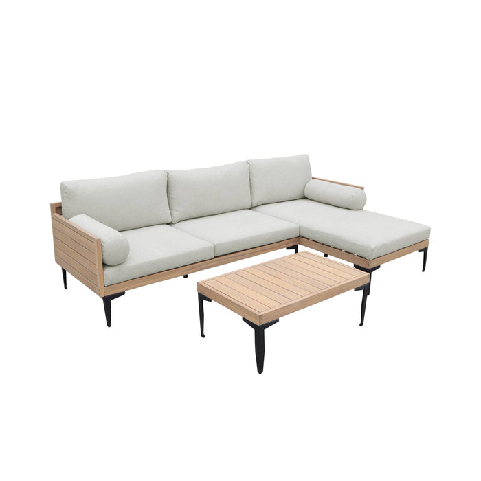 sweeek - Tuinset voor 3 personen van acaciahout en aluminium