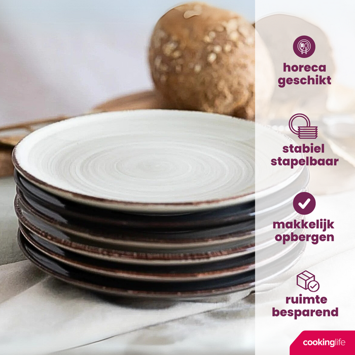 Studio Tavola Ontbijtborden | Dessertborden Vintage Loft ø 19 cm - 6 stuks