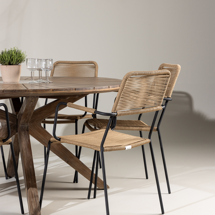 Nest outdoor Jana aluminium tuinstoel naturel - met armleuningen