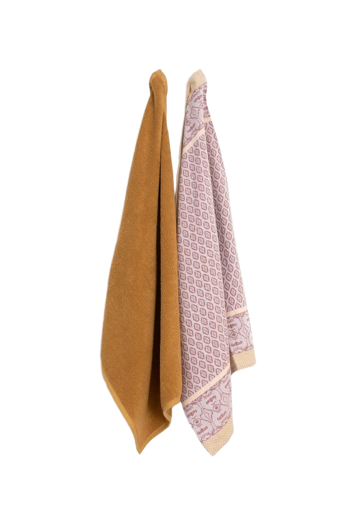 Sissy-Boy Donkergele handdoek en theedoek Terry