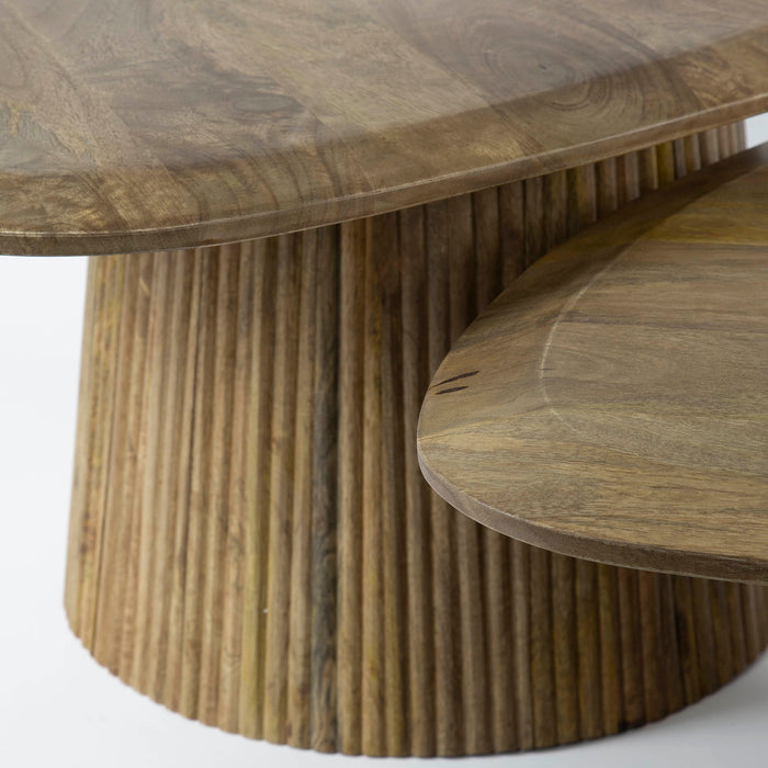 Giga Meubel - Salontafel Wave Driehoek Mangohout Set van 2