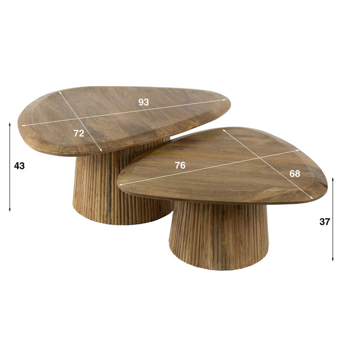 Giga Meubel - Salontafel Wave Driehoek Mangohout Set van 2