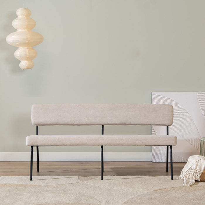 Bronx71 Scandinavische eetkamerbank Espen beige gerecyclede stof 160