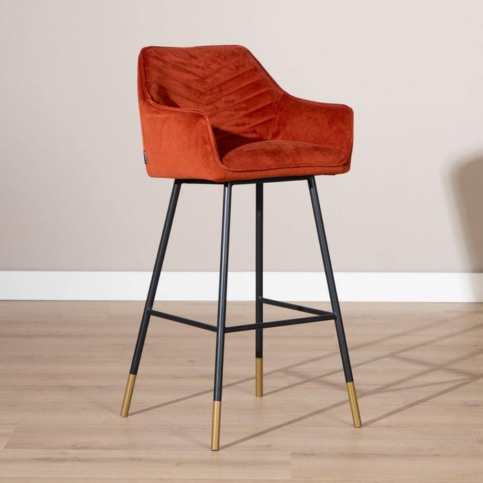 Bronx71 Velvet barkruk Fiona koper 65-78 cm