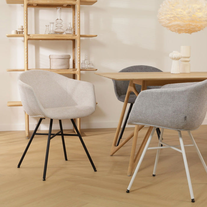 Nolon Noa-Otis eetkamerstoel beige - met armleuning - wit