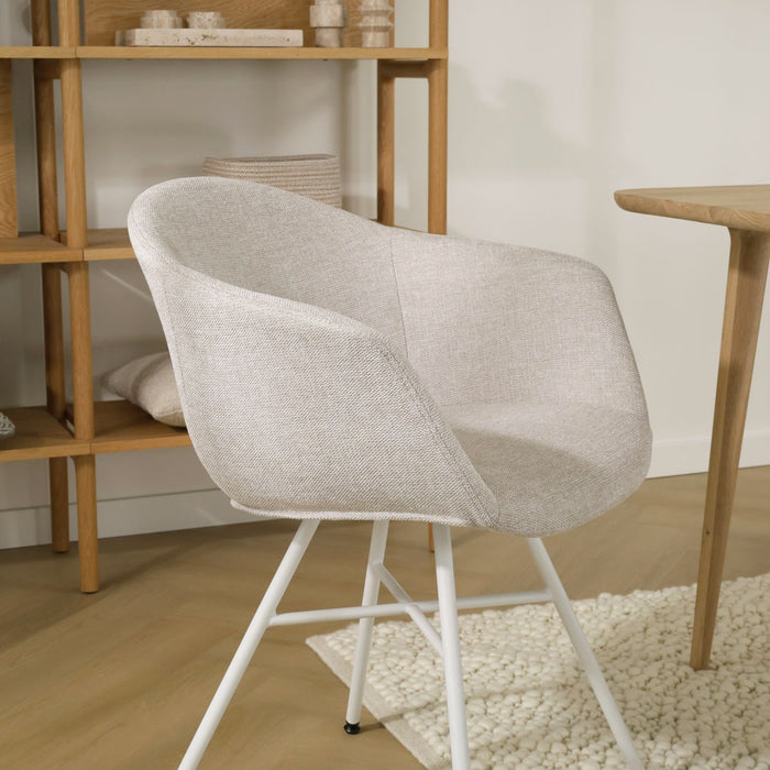 Nolon Noa-Otis eetkamerstoel beige - met armleuning - wit