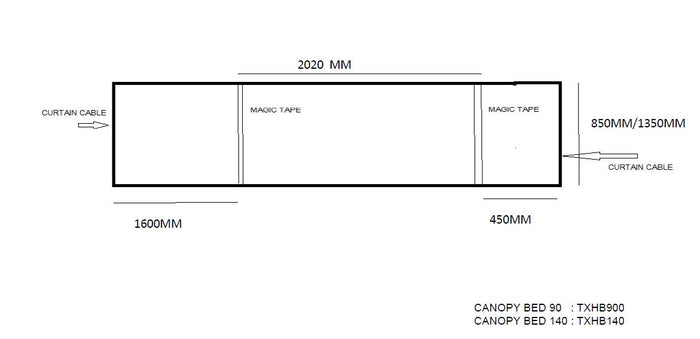 Vipack Pino Textielset voor Hemelbed 140x200cm - wit
