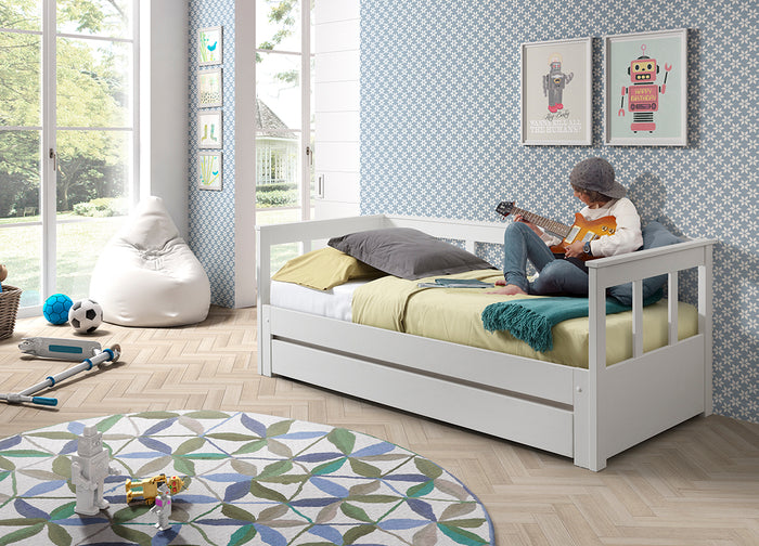 Vipack Pino Uitschuif Kajuitbed met Lade - wit