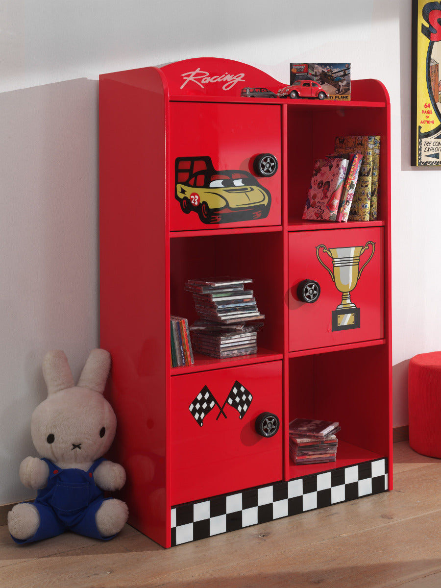 Vipack Autobed Boekenkast Racer - rood