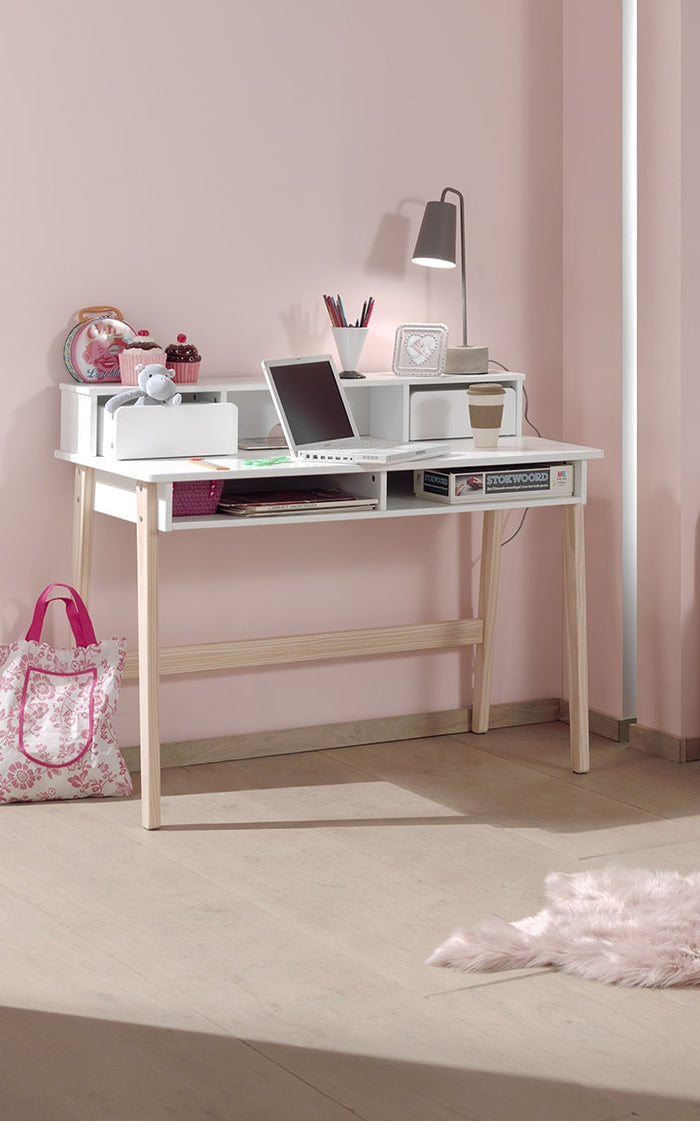 LUCEVI - Kiddy Bureau Met Opzet - Hout - Wit - 120x55x90cm