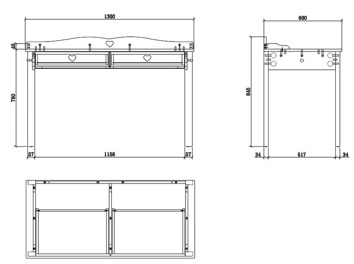 LUCEVI - Amori Bureau - Hout - Wit - 130x60x84.5 cm