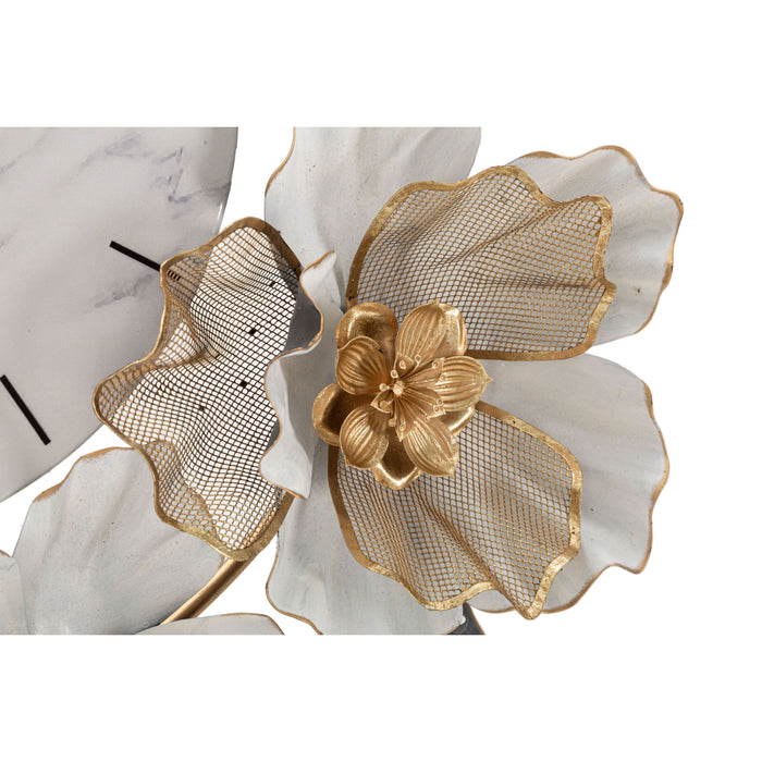 Flowers - Wandklok met bloemen in veelkleurig metaal