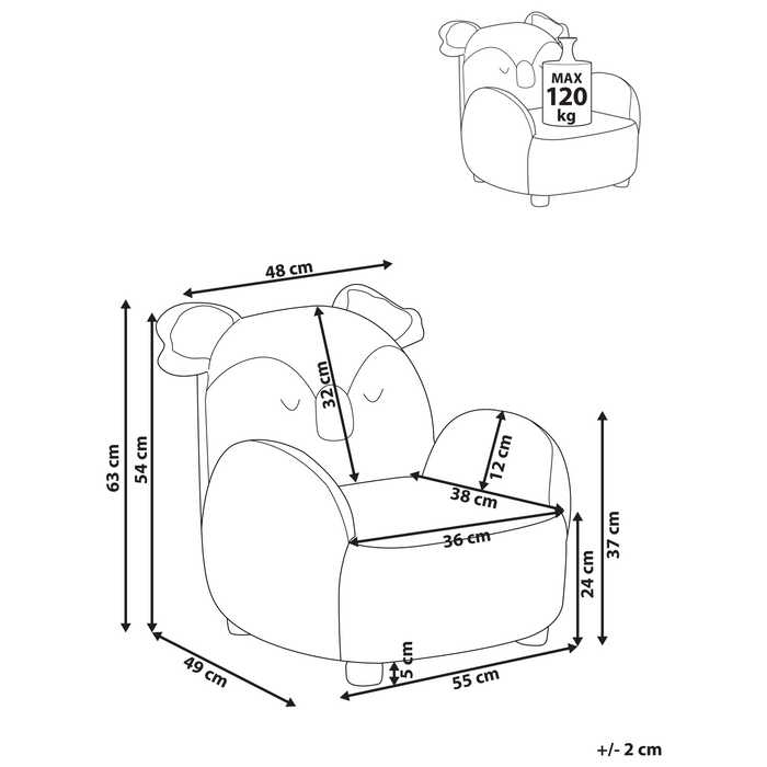 Beliani - HERVIK - Kinderfauteuil - Grijs - Polyester