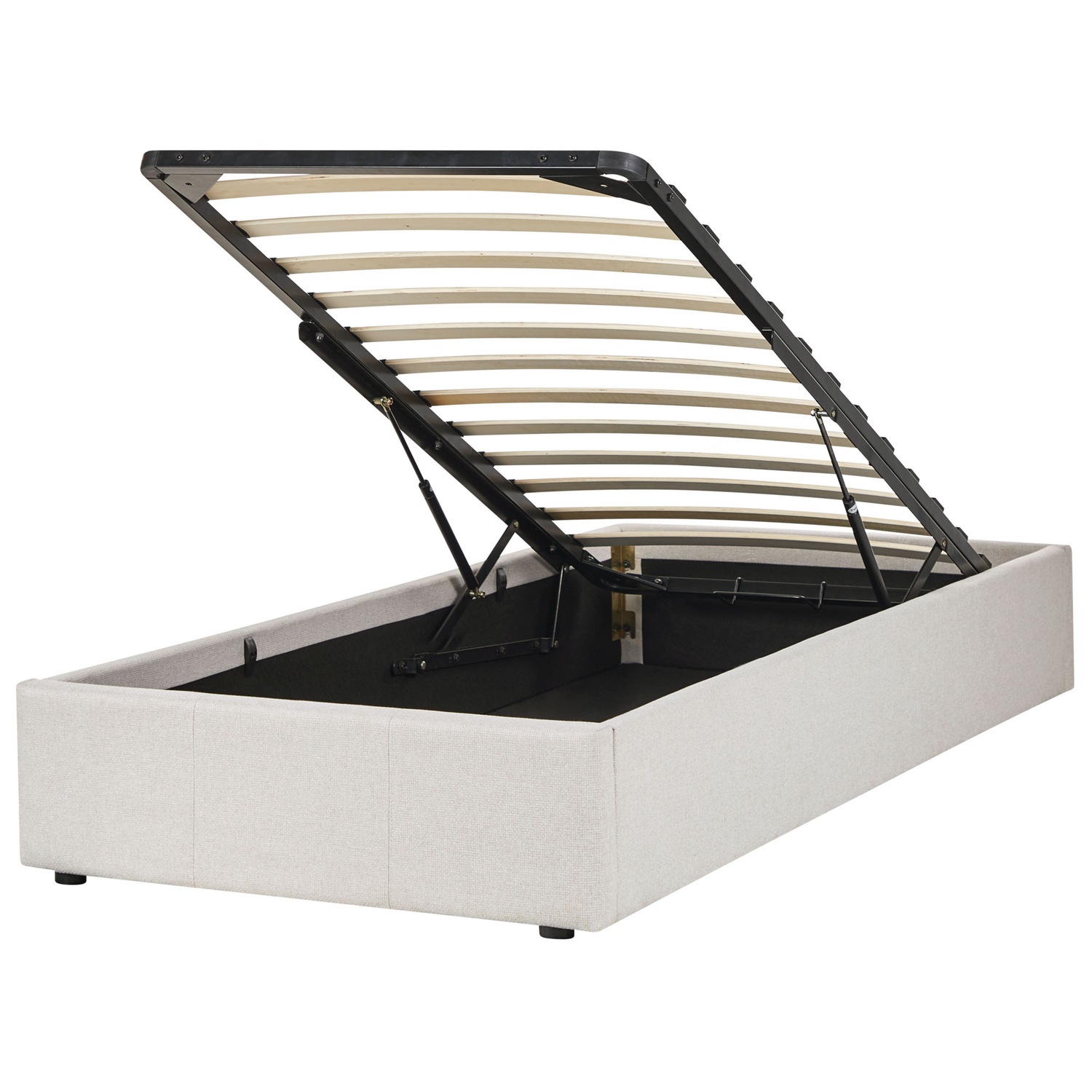 Beliani-DINAN-Eenpersoonsbed-Lichtbeige-90 x 200 cm-Polyester