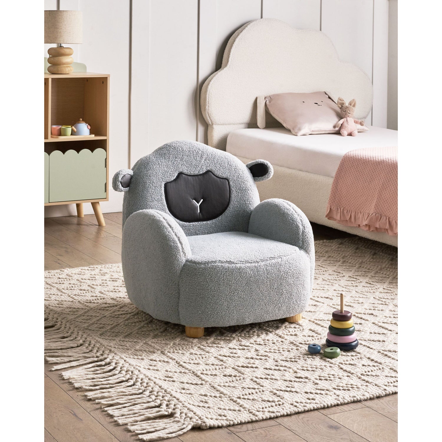 Beliani - ULA - Kinderfauteuil - Grijs - Bouclé