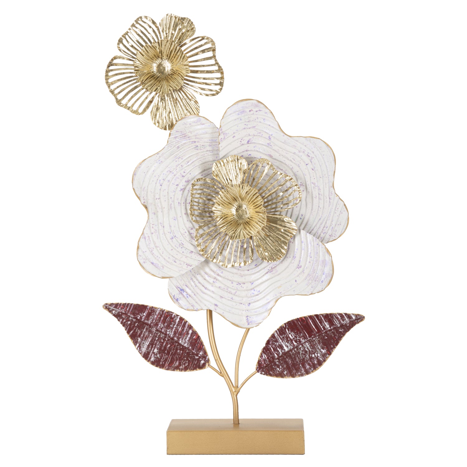 Lovi - Veelkleurige metalen bloemsculptuur met voet