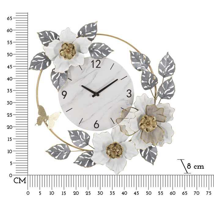 Flowers - Wandklok met bloemen in veelkleurig metaal
