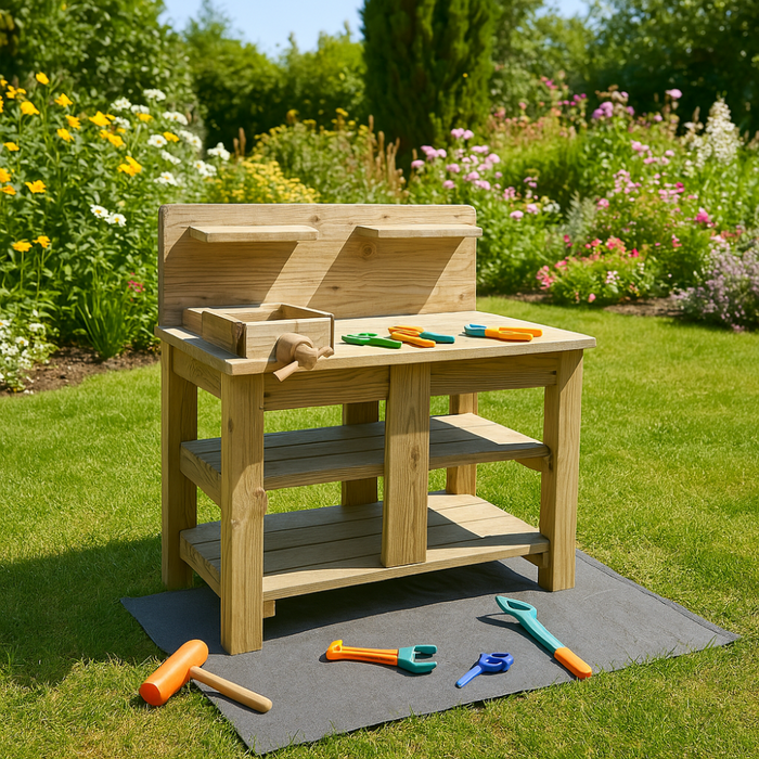 MISOU Kinder Werkbank Speeltafel Houten Werktafel voor Kinderen Bou...