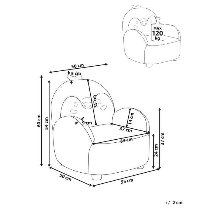 Beliani - FYN - Kinderfauteuil - Zwart - Bouclé