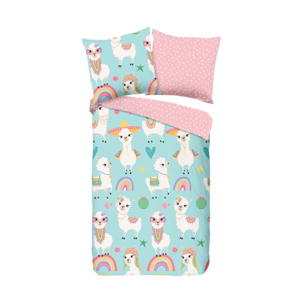Kinder Dekbedovertrek Good Morning Katoen Lamalife - multi 140x200
