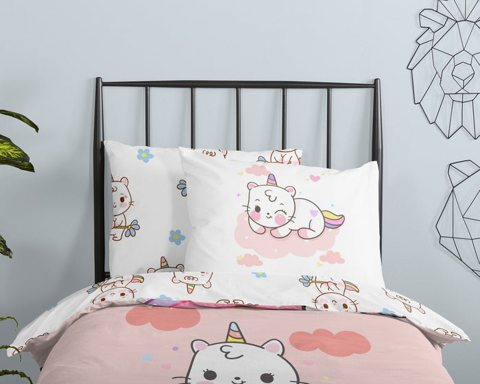 Kinder Dekbedovertrek Good Morning Katoen Puk - pink 140x200|220cm