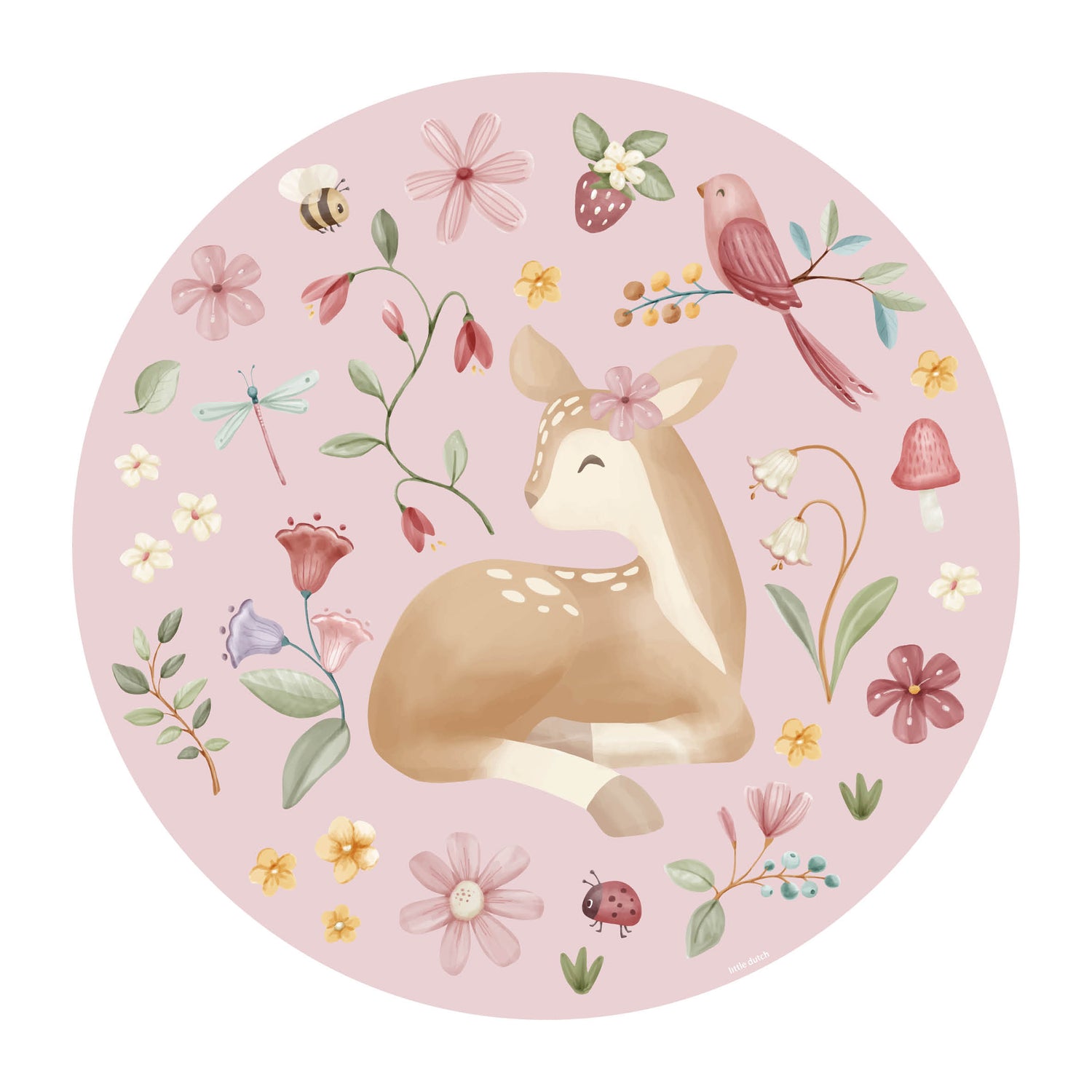 Little Dutch Fairy Garden Behangcirkel - Dieren - 1m - Blauw
