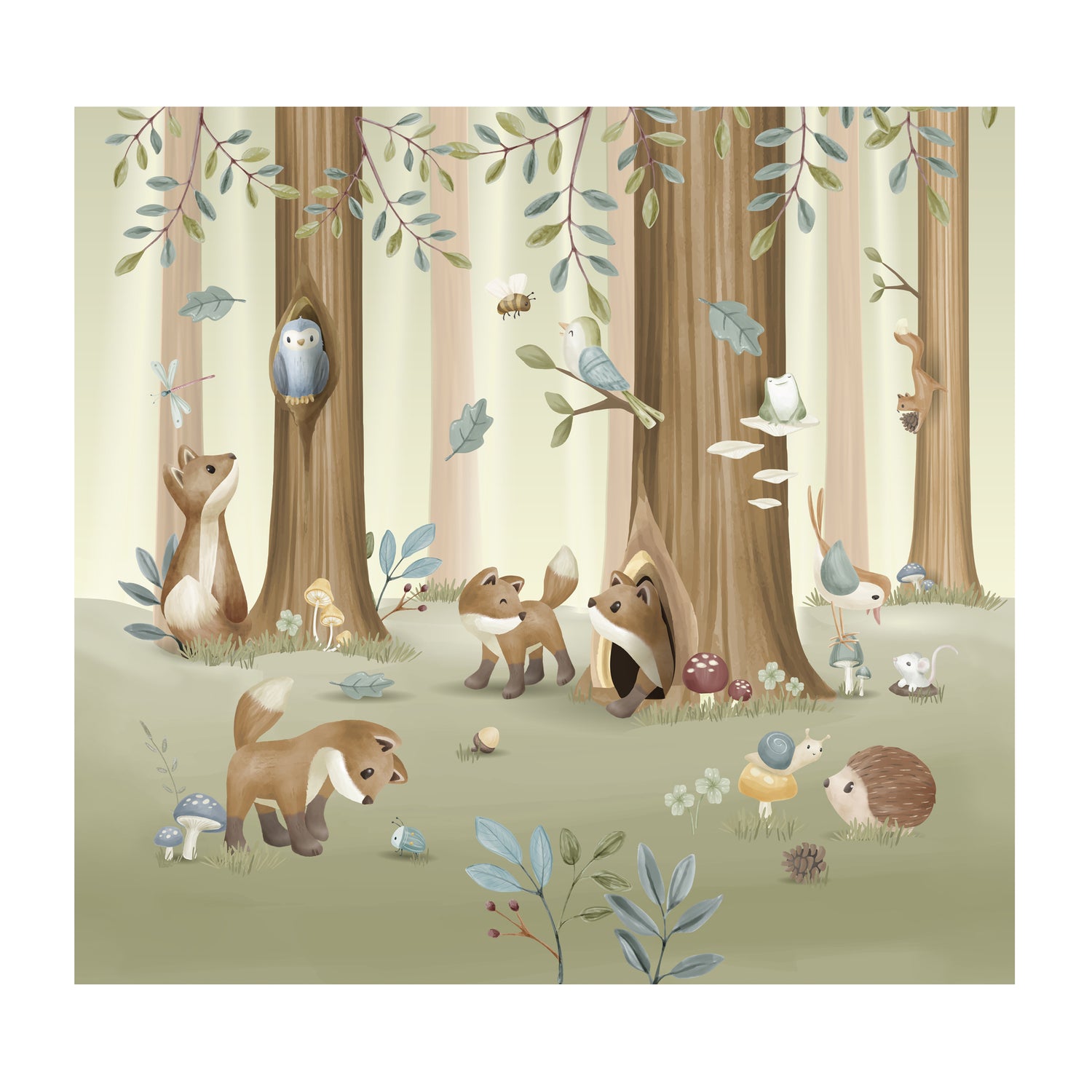 Little Dutch Forest Friends Fotobehang - Dieren - 2,80x3m - Groen