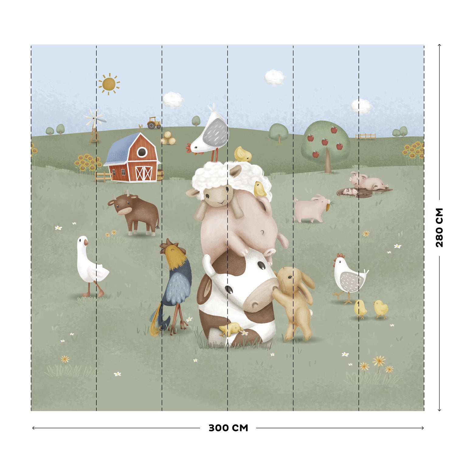 Little Dutch Little Farm Fotobehang - Dieren - 2,80x3m - Groen