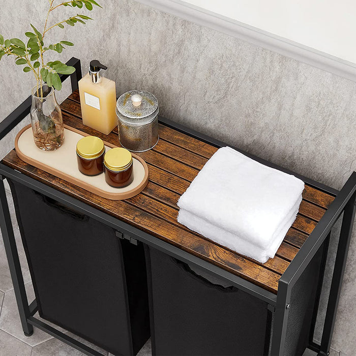 Calicosy - Wasmand met 2 zakken van zwart Oxford-stof en metalen frame - L73 x H72 cm