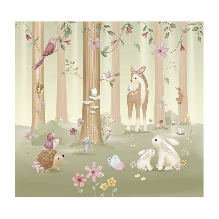 Little Dutch Fairy Garden Fotobehang - Dieren - 2,80x3m - Groen