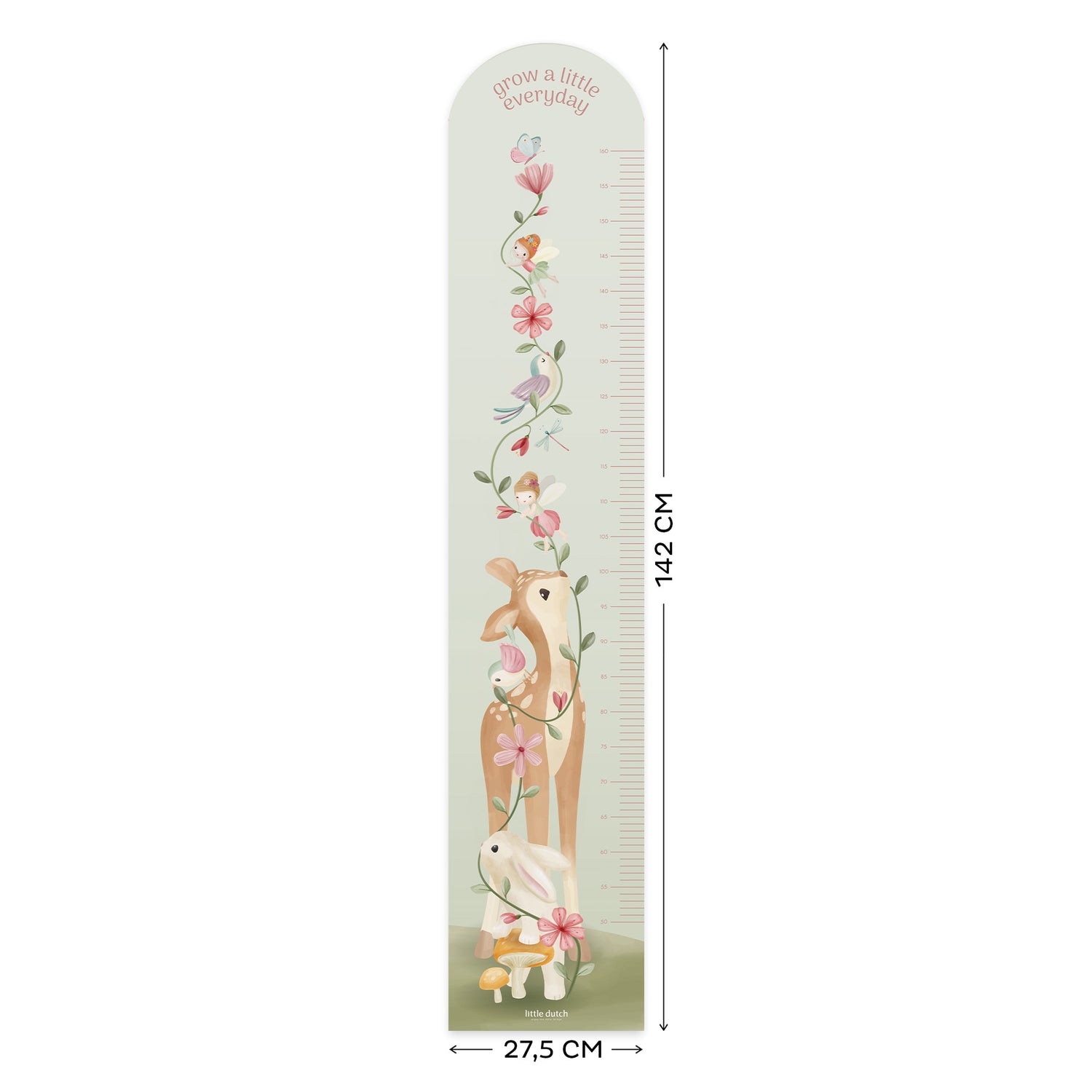 Little Dutch Fairy Garden Groeimeter Muursticker - 142x27,5cm - Dieren