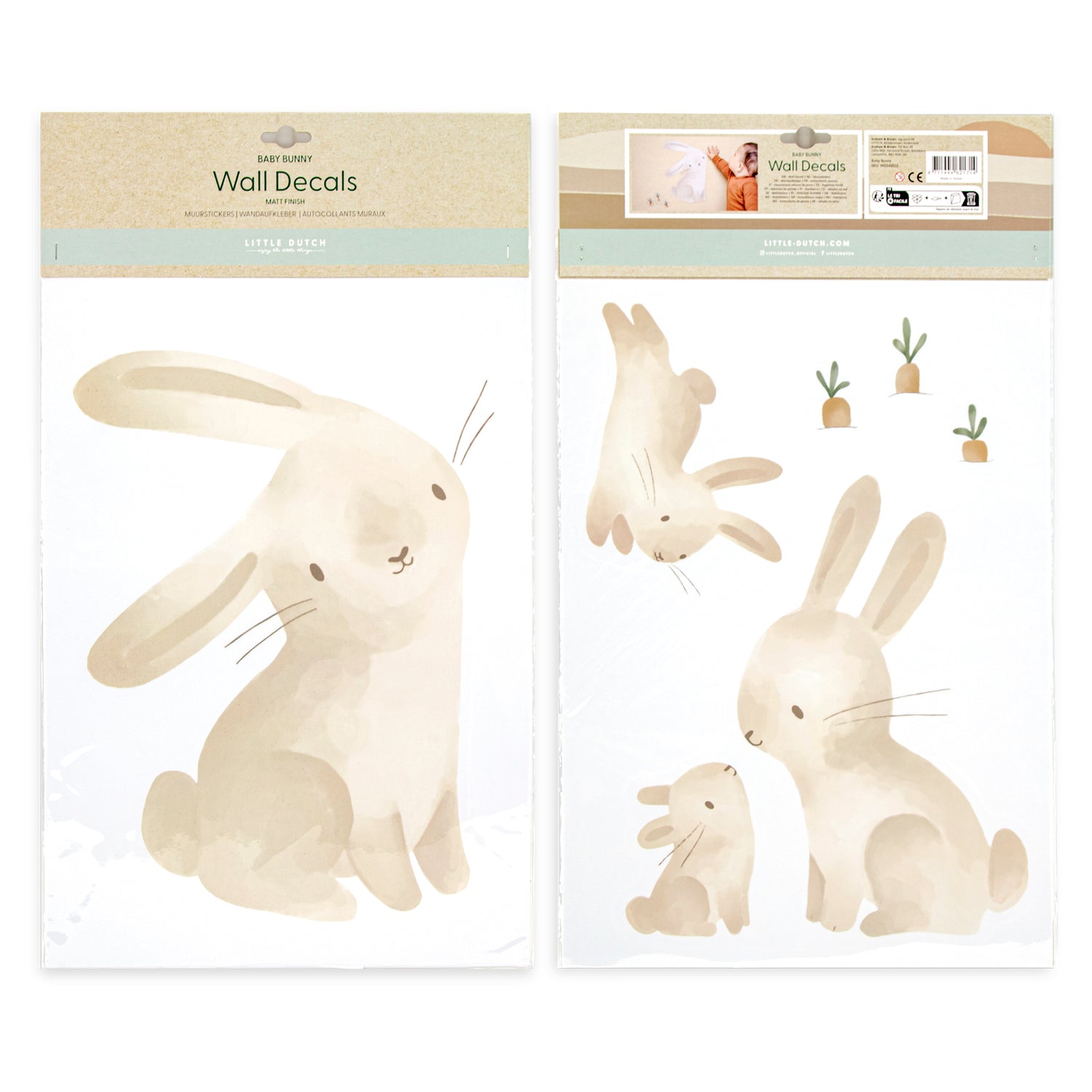 Little Dutch Baby  Bunny Muurstickers - 42x30cm - Konijnen
