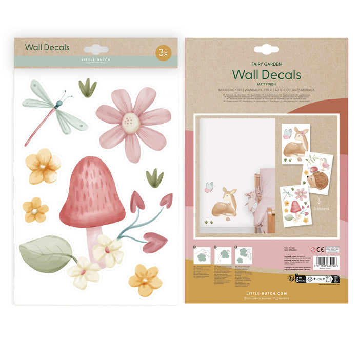 Little Dutch Fairy Garden Muurstickers - 21x30cm - Dieren en Bloemen
