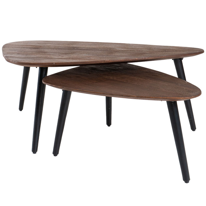 Home67 - Salontafel Jamal - Espresso Mangohout - Set van 2