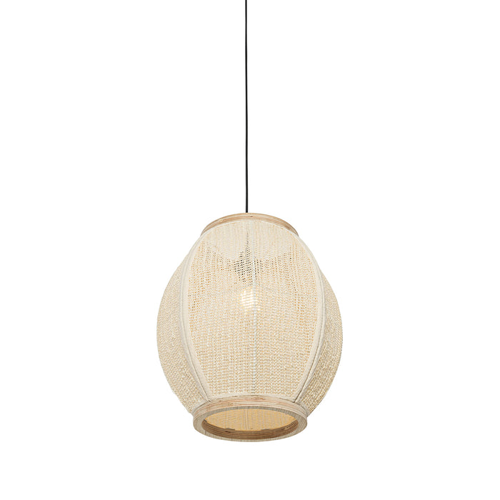 QAZQA Oosterse hanglamp naturel stof 35 cm - Rob
