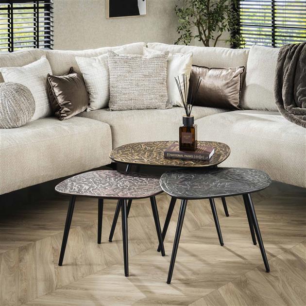 Hoyz Collection - Salontafel Vierhoekig Patina- Set van 3