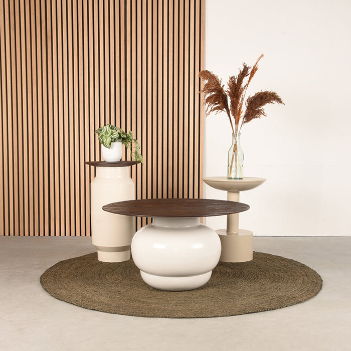 LABEL51 - Salontafel Dim - Espresso Mangohout - Creme Metaal