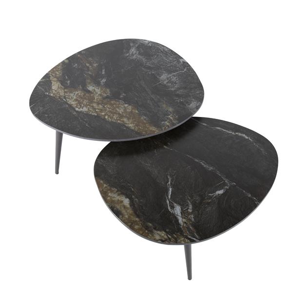 Hoyz Collection - Salontafel Set-2 Organisch Fossil - Keramiek Zwart