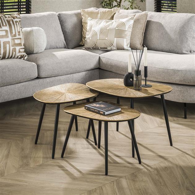 Hoyz Collection - Salontafel Set-3 Vierhoekig Ray - Brons|Goud Metaal