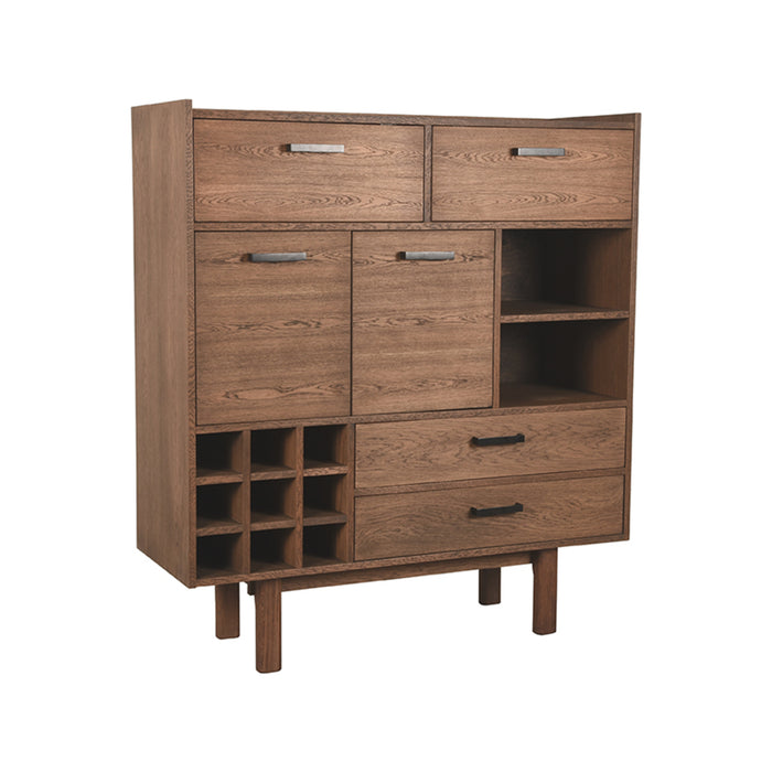 LABEL51 - Hoge Kast Cali - Smoked Eiken - Zwart Metaal