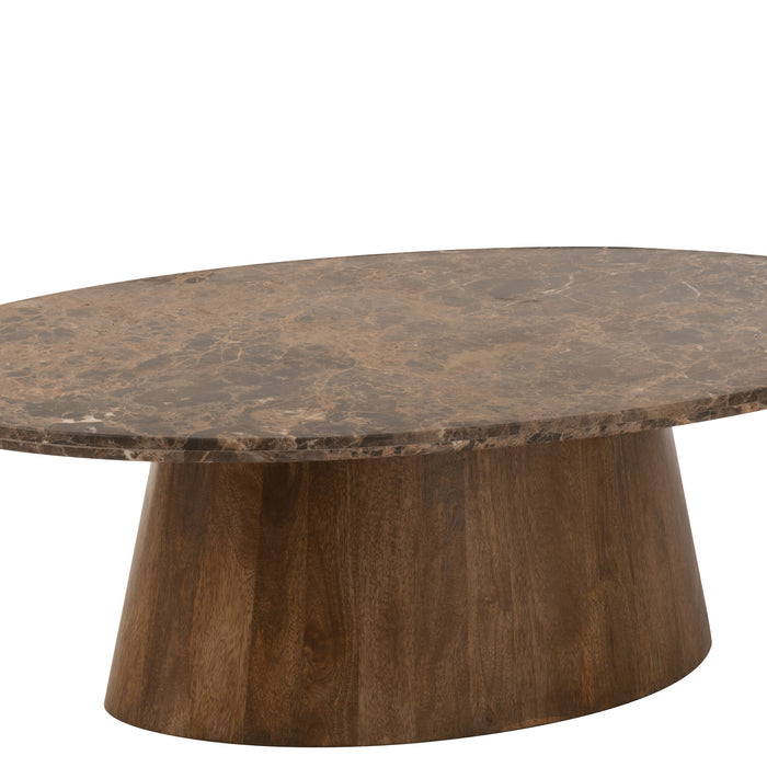 J-Line salontafel Ovaal - marmer|hout - bruin