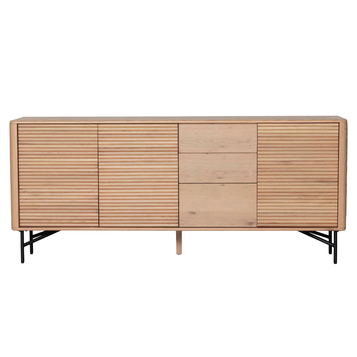 DÉJA Living - Dressoir Eikenhout|Metaal - Naturel - 200x45x86cm - Inès