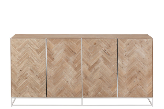 J-line - Dressoir 4 Deuren Hout|metaal Naturel|wit - 180x42x86cm
