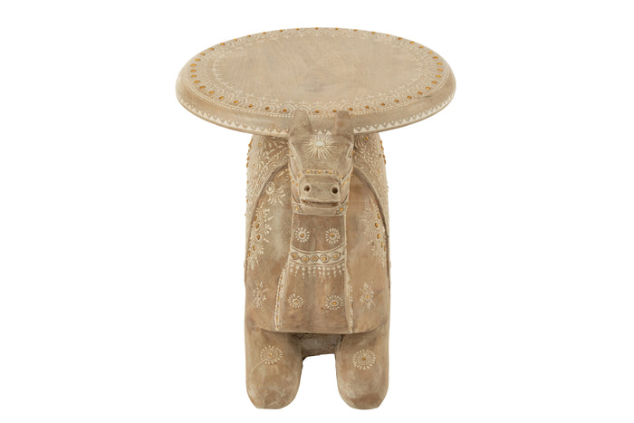 J-Line bijzettafel Kameel - hout - naturel|wit