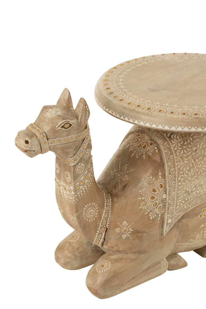 J-Line bijzettafel Kameel - hout - naturel|wit